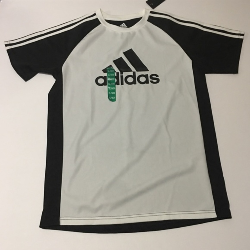 Adidas Boys Shirt Athletics Black White XL 18/20